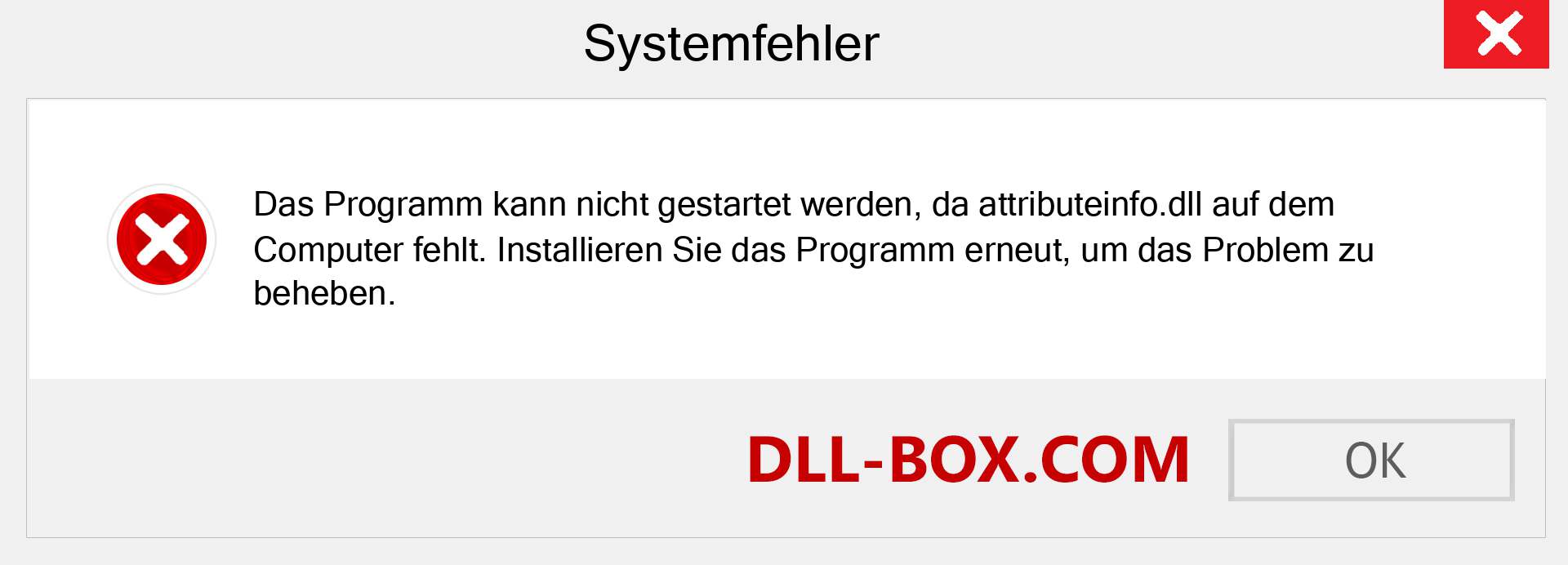 attributeinfo.dll-Datei fehlt?. Download für Windows 7, 8, 10 - Fix attributeinfo dll Missing Error unter Windows, Fotos, Bildern